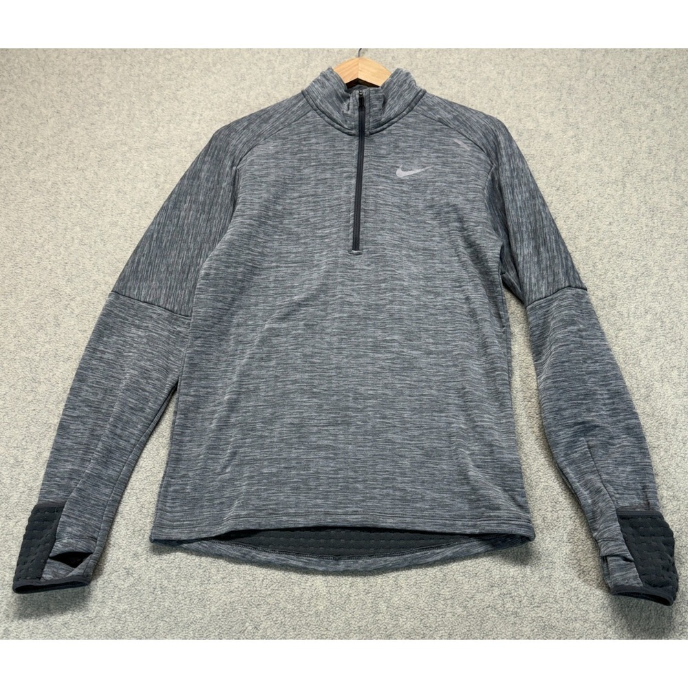 Nike Mens Sphere Element 1/2 Zip Running Top Gray Long Sleeve Logo Pullover S